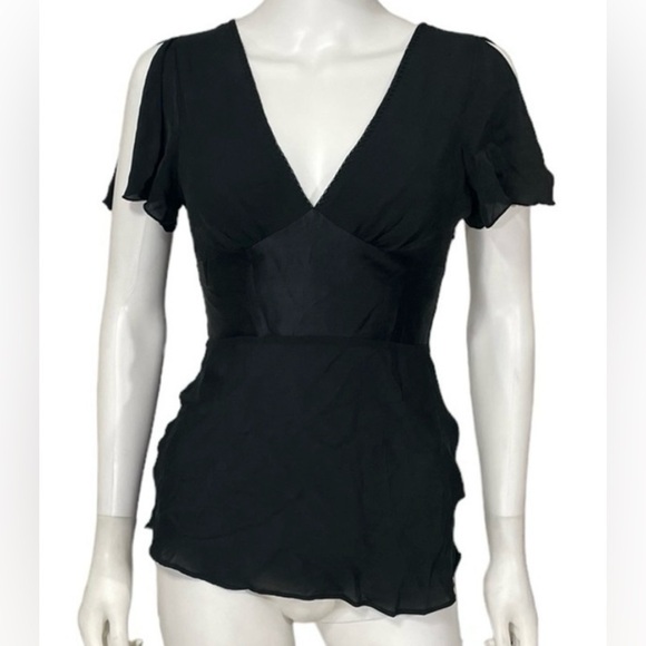 EXPRESS Black Belted Short Sleeve Top Size XS - Picture 8 of 8